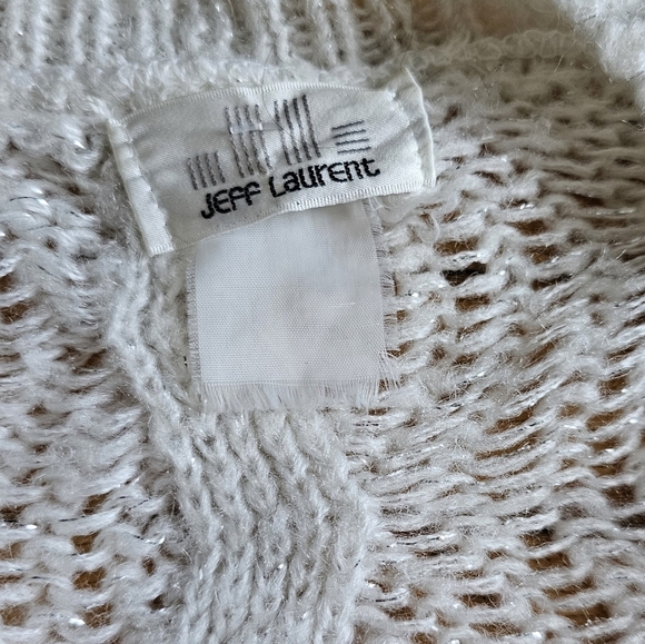 Jeff laurent vintage Cozy White Women's Sweater cardigan Size m bubble Knit - Picture 3 of 4
